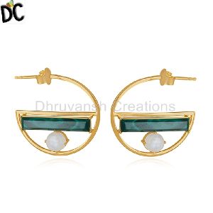 Gold Plated Silver Half Moon Earrings
