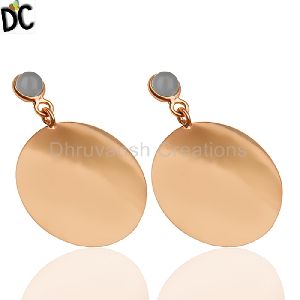 Rose Gold Plated Disc Design Earring