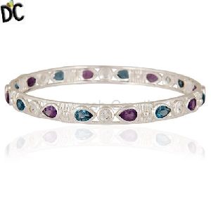 Womens Multi Gemstone Designer Bangles