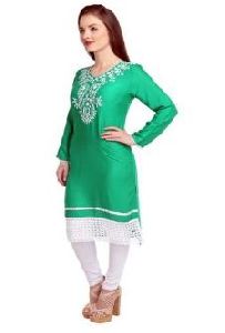 Rayon Green Lakhnavi kurtis