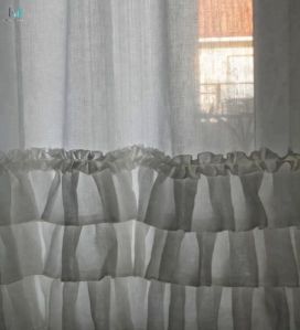 White Linen Ruffled curtain