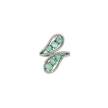 Pave Diamond Emerald Gemstone Ring
