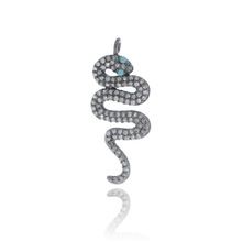 Pave Diamond Turquoise Gemstone Serpent Pendant