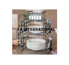 Double tiers kitchen plate rack