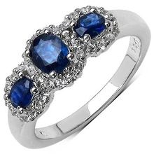 Blue Sapphire and White Topaz silver ring