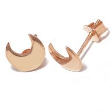 solid moon shaped rose gold plated stud earrings