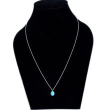 Turquoise oval gemstone silver chain necklace