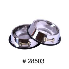 Stainless Steel Dog Bowl With Embossed Bone