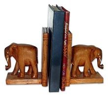 Wooden Elephant Bookends