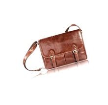 Brown buffalo leather laptop messenger bag