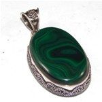 Green Malachite 925 Sterling Silver Gemstone Pendant