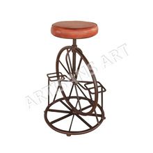 Antique Bar stool with Papped Leather Seat