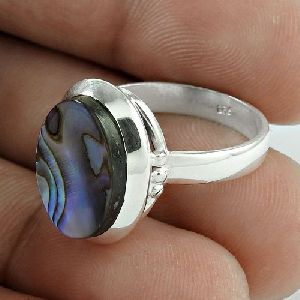 Just Perfect! 925 Silver Abalone Shell Ring