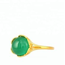 Green Onyx Gold Plated Sterling Silver Ring