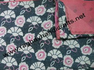 Vintage Kantha Stitch Throw Quilt