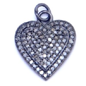 Diamond Set Heart Shape Charm Pendant