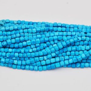 Turquoise 6-7mm Faceted Square Bead 8 Inch Long Strand