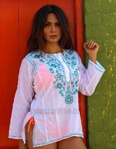 White Embroidered Short Tunic