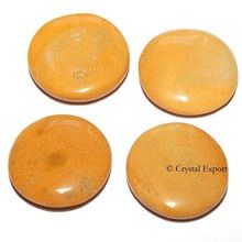 Yellow Jasper Round Palm Stone Massage Wands