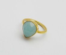chalcedony gemstone gold plated ring