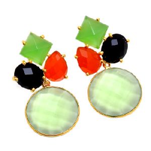 green amethyst gold plated earring