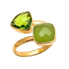 sea green peridot gold plated ring