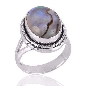 Abalone Shell Gemstone 925 Sterling Silver Ring