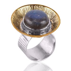 Two Tone unique Designer Sterling Silver And Brass Metal Ring