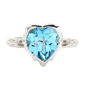 Valentine Love Heart Blue Topaz Sterling Silver Ring