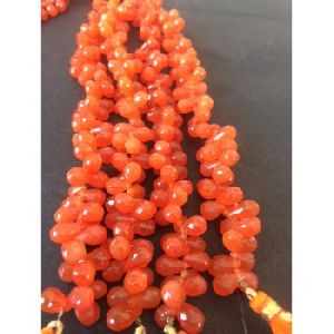 Carnelian faceted drops natural gemstone beads