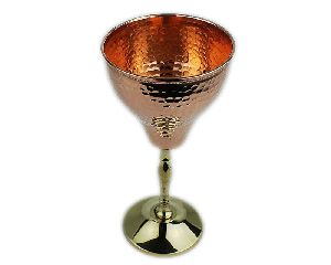 Round Hammered Copper Wine Goblet