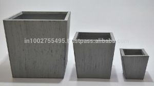 Square Metal Garden Planters in Antique Grey Finish