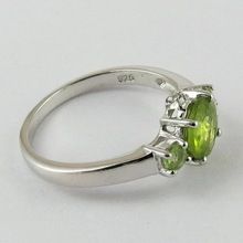 Green Peridot Sterling Silver Ring