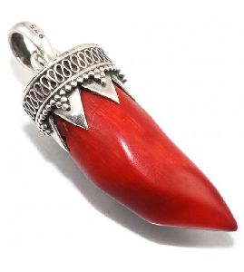 Sweet Chilli !! Coral 925 Sterling Silver Pendant