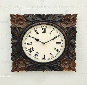 DDASS PURE INDIAN WOODEN CARVING WALL CLOCK