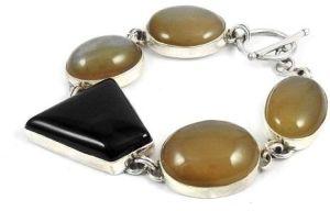 Traditional Multi Stone Gemstone Sterling Silver Bracelet Jewelry