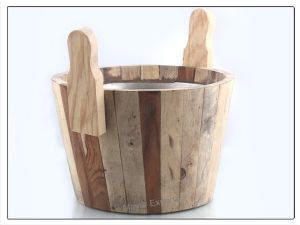 Stainless Steel Wooden Sauna Bucket with handle