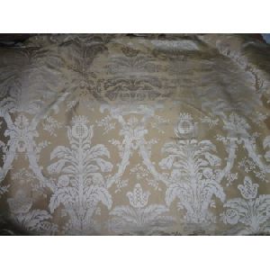 Damask fabric silk taffeta jacquard 60 inch -ivory cream / cognacTAFJAC 1