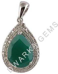 Sterling Silver Green Onyx Pendant