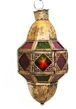 Moroccan Hanging Candle Lantern Multi Glass