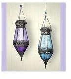 Moroccan Hanging Lantern Blue Glass