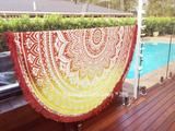 RED ROUND MANDALA BEACH TAPESTRY YOGA MAT