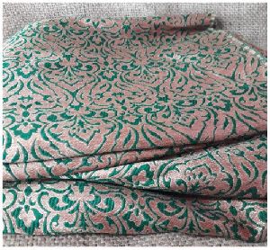 Two Tone Green Red Brocade Jakard Gold Embroidery Fabric