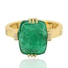 Carving Emerald Prong Party Wear Ring