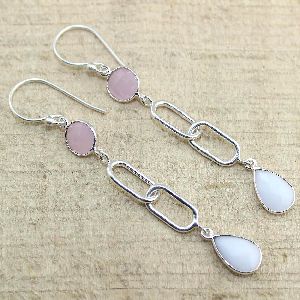 White Agate Earring