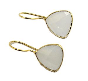 White Chalcedony Earring 24k Gold Plated Earring