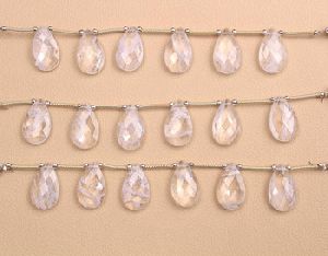 White Rutile Faceted Brioletts, White Rutile Teardrop Briolette