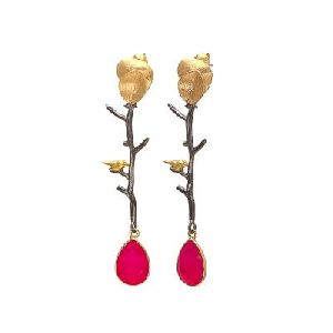 Tiny Branch and bird earring branch earring