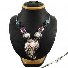 Big Inspire !! 925 Sterling Silver Multi Stone Necklace