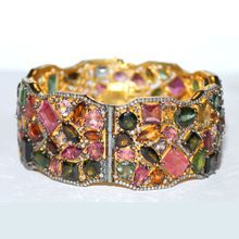 gemstone diamond cuff bangle bracelet